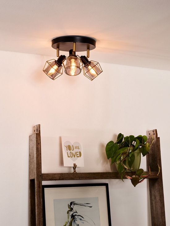 Lucide NILA - Plafondspot (Plafondlamp) - Ø 36 cm - 3xE14 - Zwart