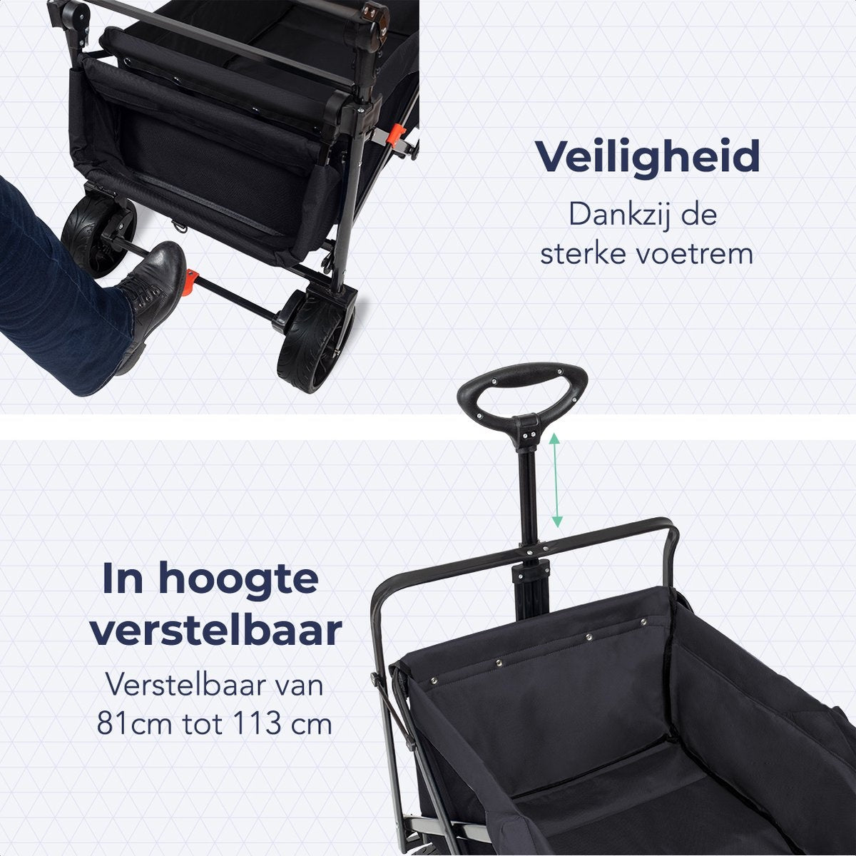 LifeGoods Bolderkar – Inklapbaar  – max. 120 kg – 120 x 61 x 80 cm – Zwart
