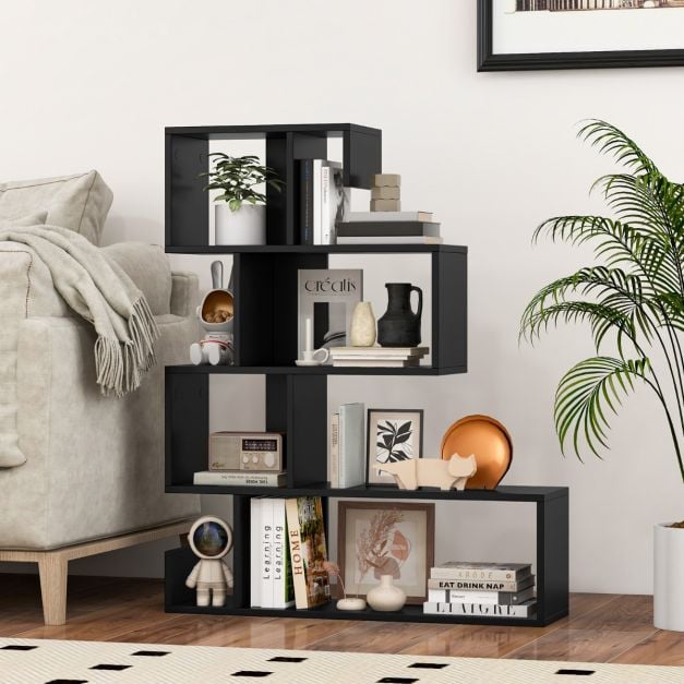 Coast S-vormige Boekenkast met 5 Niveaus – 80 x 22 x 100 cm – Zwart
