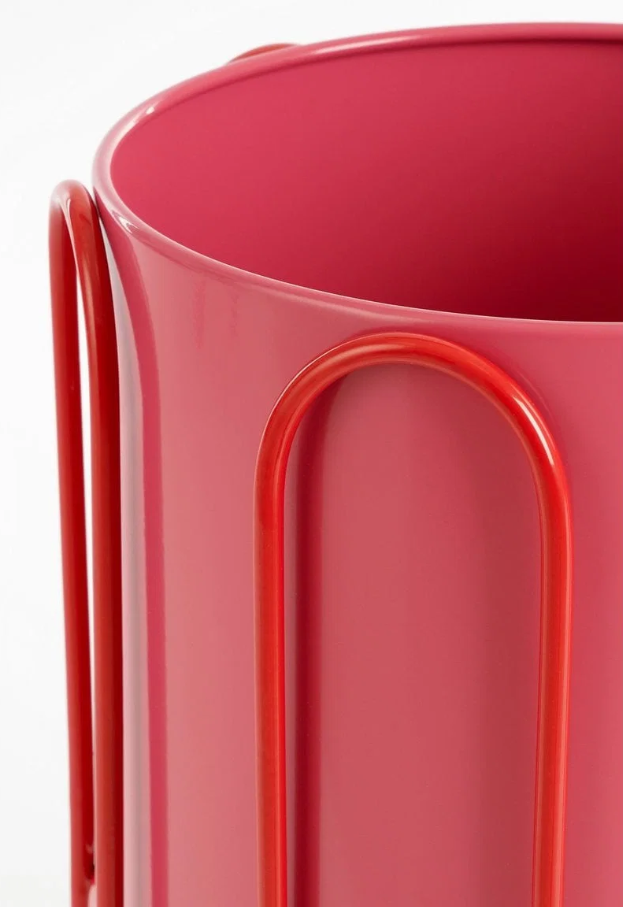 Mica Decorations Dione Bloempot op Standaard - Roze/Rood - H25 x Ø23 cm