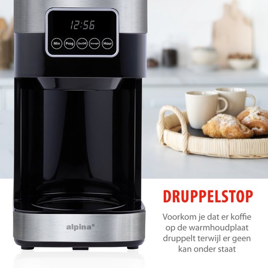 alpina Koffiezetapparaat met Filterkoffie - 900W - 1.5 L - Grijs/Zwart