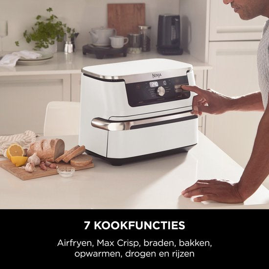 Ninja Foodi FlexDrawer Mega Dubbele Airfryer XXL - 10.4 Liter - Twee Kookvakken of Één MegaZone - Heteluchtfriteuse - Wit - AF500EUWH