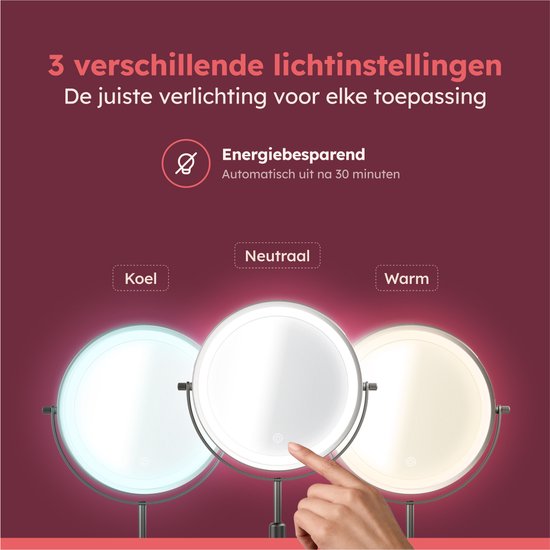 Fraay® Make Up Spiegel met LED Verlichting - 10x Vergroting - Vergrootspiegel met Licht - Oplaadbaar - Scheerspiegel - Badkamerspiegel - Zwart