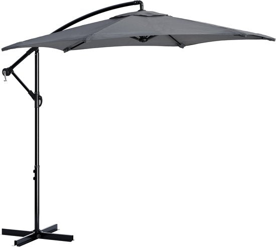 Tristar Zweefparasol - 300cm Rond - Tuin - Verstelbare Hoogte - Incl. kruisvoet & Beschermhoes - PA-7905 - Antraciet