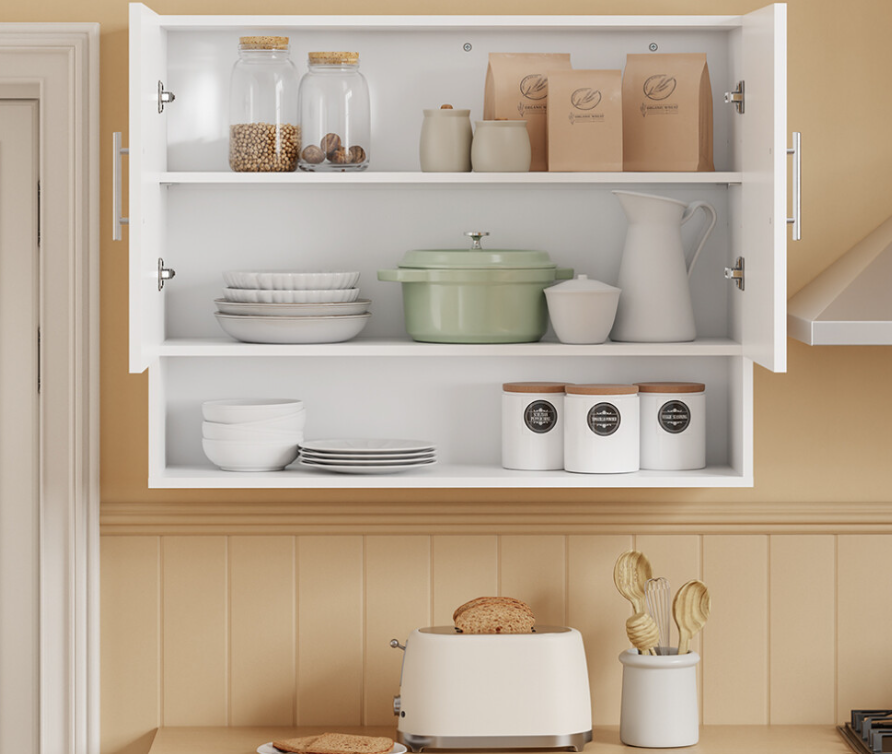 SoBuy Wandkast 90 x 70 x 28,5 cm - Wit - 2 Deuren - Verstelbare Legplank