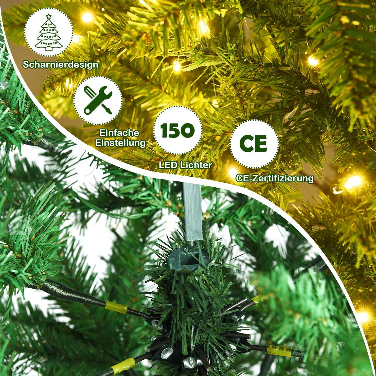 Coast Verlichte Kunsterstboom Potlood MET Warm Wit Licht - Groen - 150cm