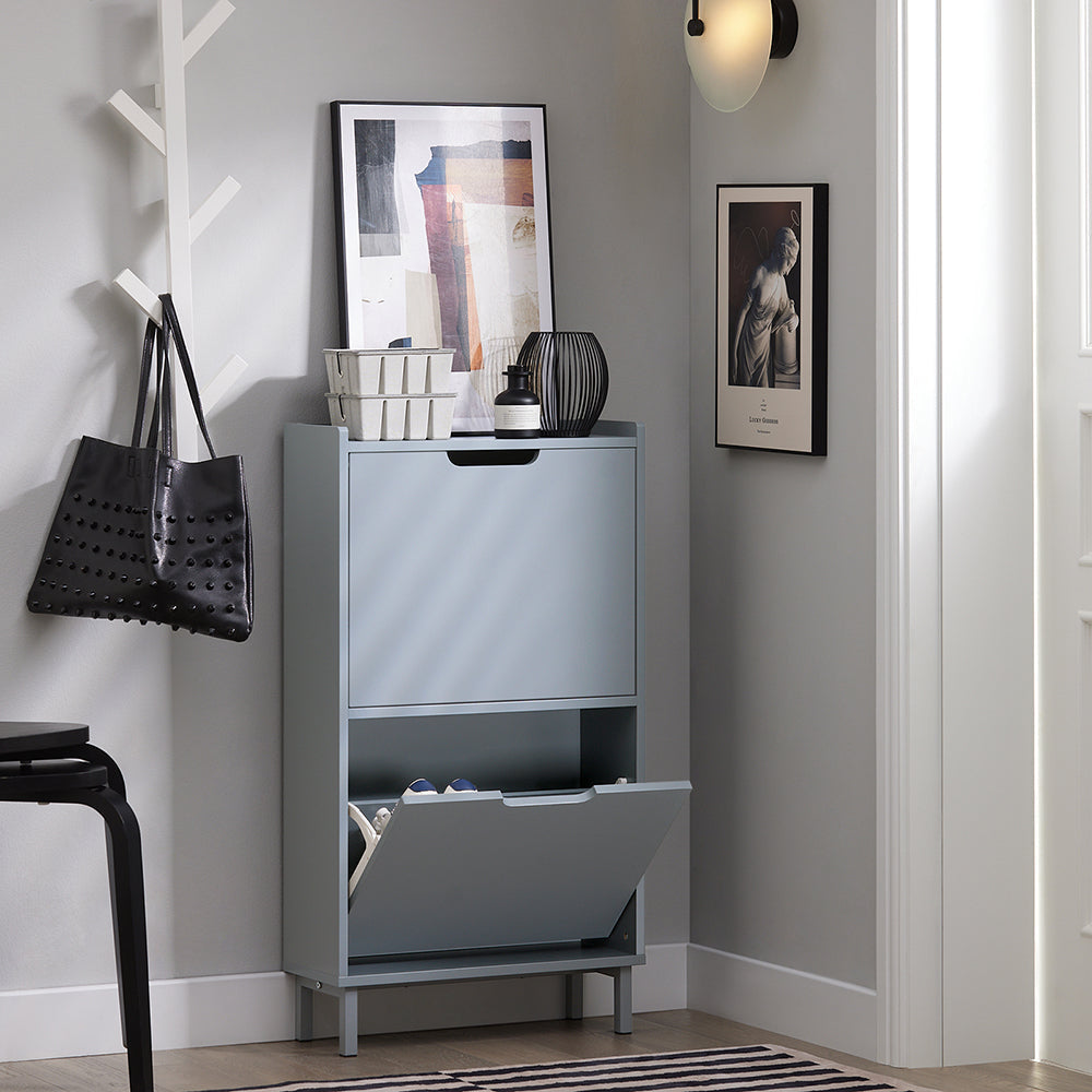 SoBuy FSR151-HG Schoenenkast Met 3 Kleppen, Schoenencommode, Schoenenrek, Schoenenkist, Gangkast, Opbergkast Voor Schoenen