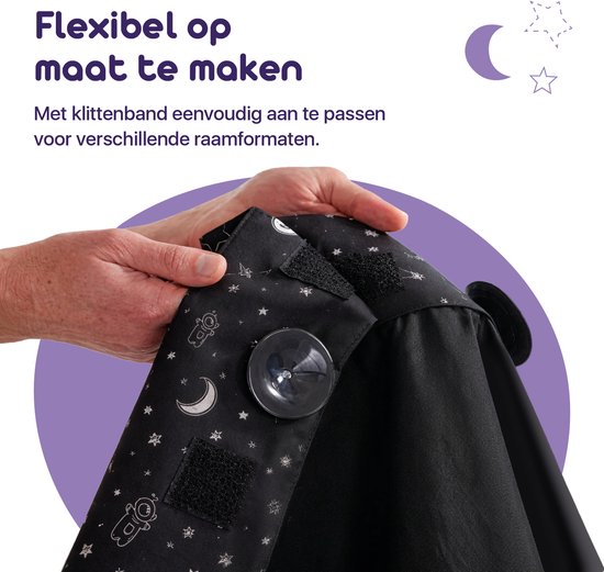 Lunae Draagbaar Verduisteringsgordijn met Zuignappen - 200x130cm - Verduisteringsdoek Zwart - 100% Verduisterende Blackout Curtain - Alternatief voor verduisterend raamfolie - Verduisterende Gordijnen