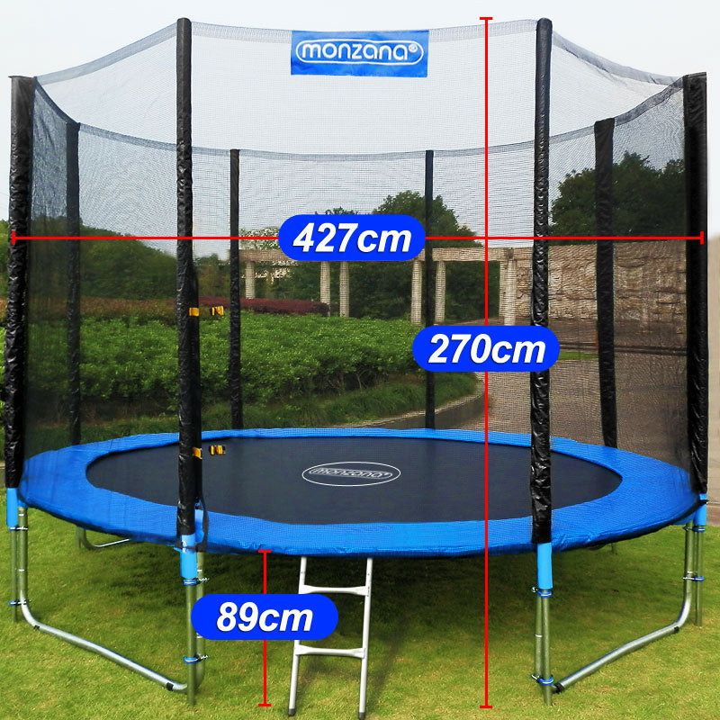 Monzana Trampoline - Veiligheidsnet Ladder - Ø 427cm - Blauw en Zwart