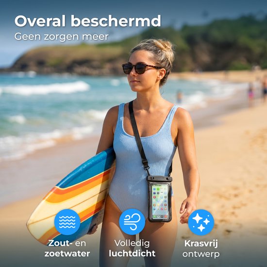 Nuvance Waterdicht Telefoonhoesje 2 in 1 met Koord - Universeel tot 7 inch - Drybag Hoesje - Dubbele Klipsluiting