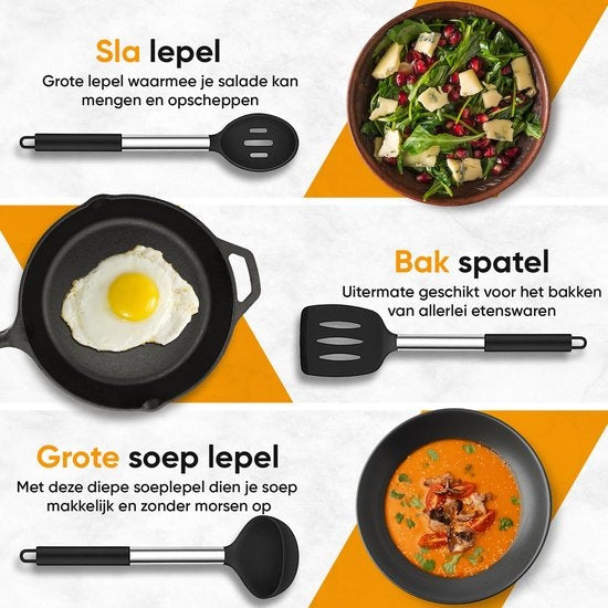 Strex Keukengerei Set 43 delig met Houder - Hittebestendig / BPA Vrij / Siliconen