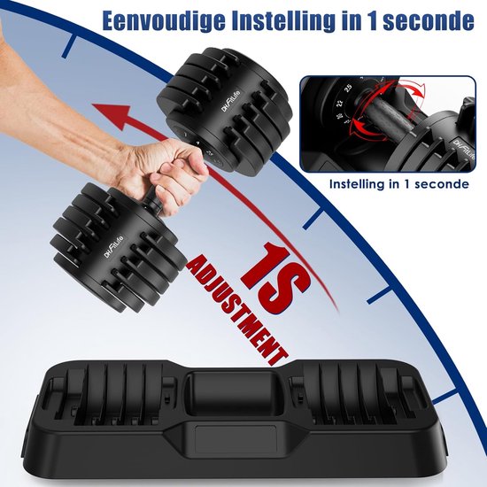 Coast Verstelbare Dumbbells - 4-25kg - 10-in-1 - Halters - Zwart