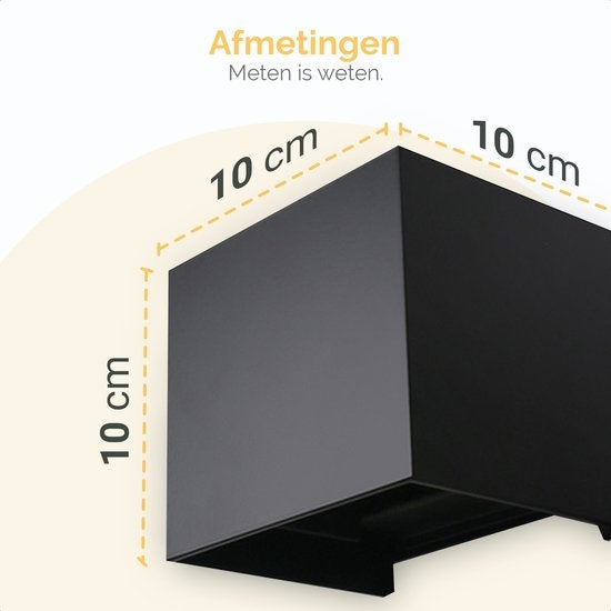 Goliving lamp – Wandlamp zwart binnen en buiten – Kubuslamp industrieel – Buitenlamp - Waterdichte LED-verlichting - Energiezuinig en roestvrij - 10x10x10 cm