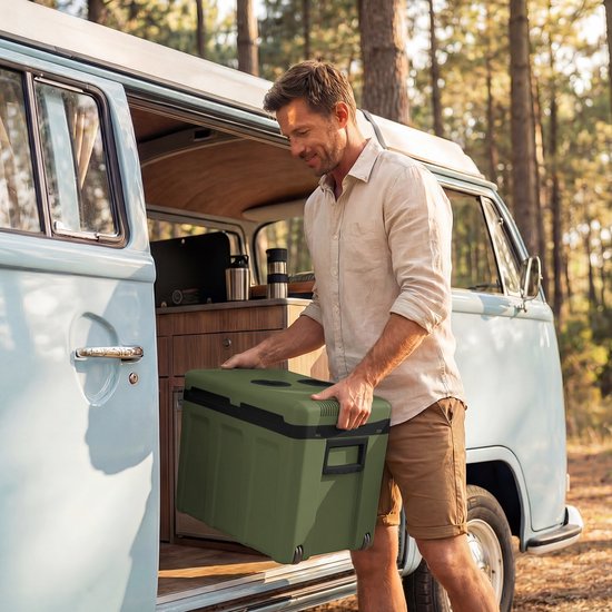 Auronic Koelbox Elektrisch 12V en 230 volt - 40L - Auto - Camping Koelkast - Koelen en Verwarmen - Frigobox - Groen
