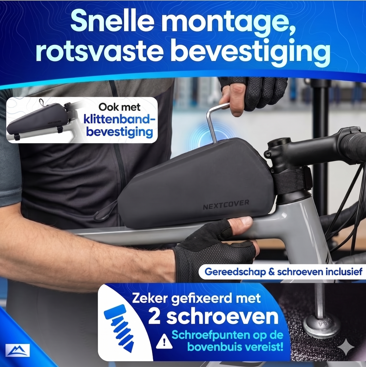 Nextcover Bikepacking Bovenbuistas - 0,8L - Schroefbaar - Zwart