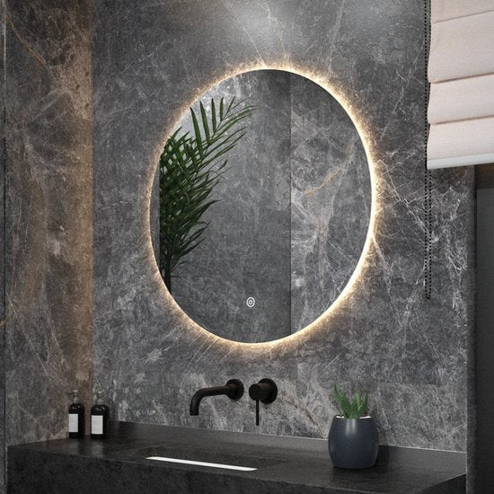 Mirlux Badkamerspiegel – Rond 60 cm – LED Verlichting & Verwarming – Anti-Condens Douchespiegel – Frameloos