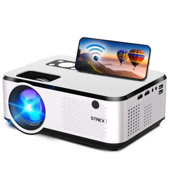 Strex Beamer – WiFi & Telefoonstreaming – 7000 lumen – 22 x 16 x 8,7 cm – Zwart