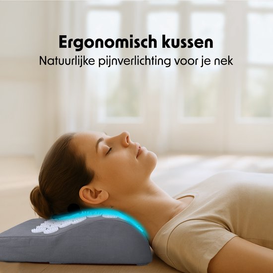 LifeGoods Acupressuur Mat XL - 128x48x2cm - Spijkermat met Kussen - Shakti mat - Spijkerbed Incl. 2x Triggerpoint Bal - Grijs/Wit