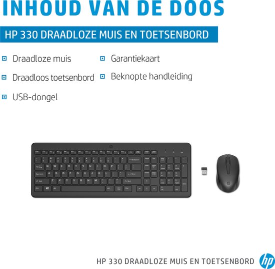HP 330 - Draadloos Toetsenbord en Muis - Qwerty - Zwart
