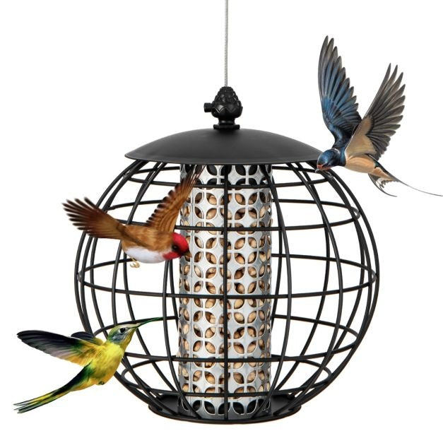 Coast Metalen vogelvoerhuisje - Weerbestendige bal - 3KG capaciteit - 21 x 22,5 cm - Zwart