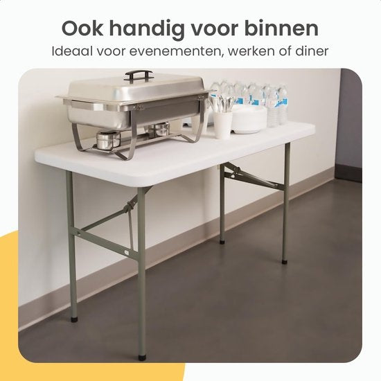 Goliving Klaptafel – Inklapbaar & Weerbestendig – max. 100 kg – 122 x 60 x 74 cm – Wit