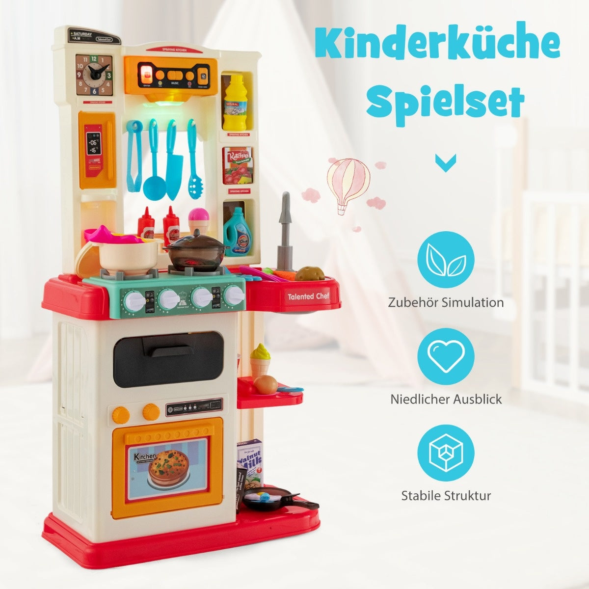Coast 65 TLG. Keuken voor kinderen met lichte kinderen speelkeuken met waterpomproze