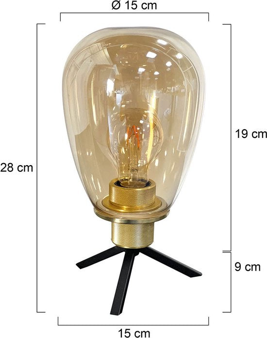 Steinhauer tafellamp Reflexion - amberkleurig - metaal - 15 cm - E27 fitting - 2682ME
