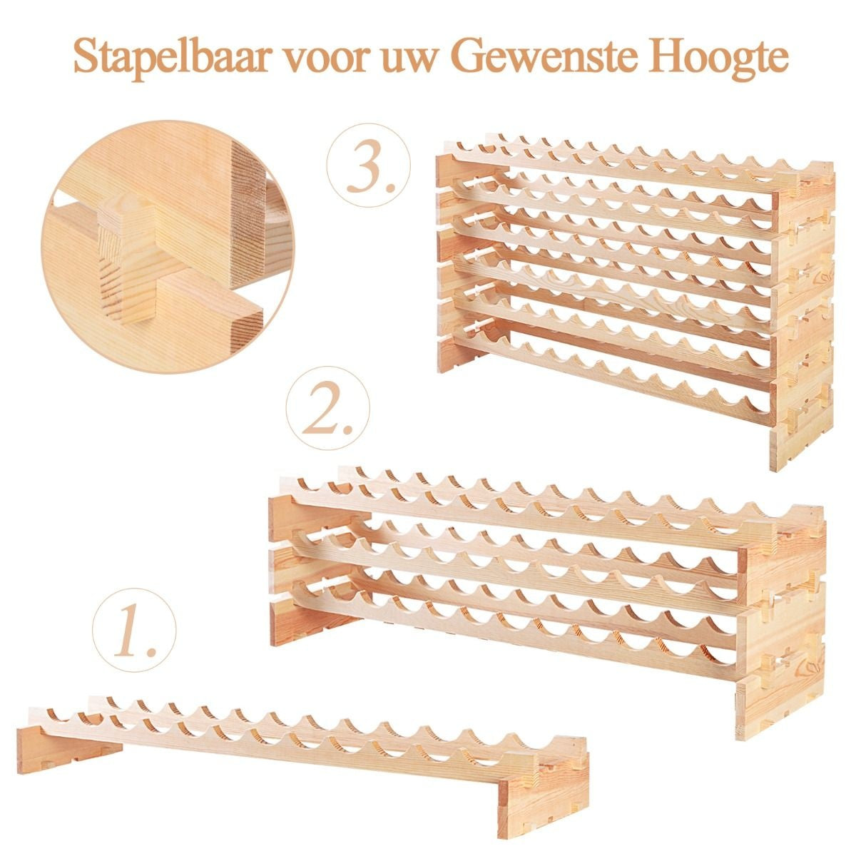 Coast - Wijnrek - Hout - 72 Flessen - Stapelbaar