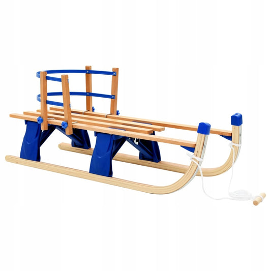 Woltu Houten Slee Traditioneel - Blauw - Met Rugleuning