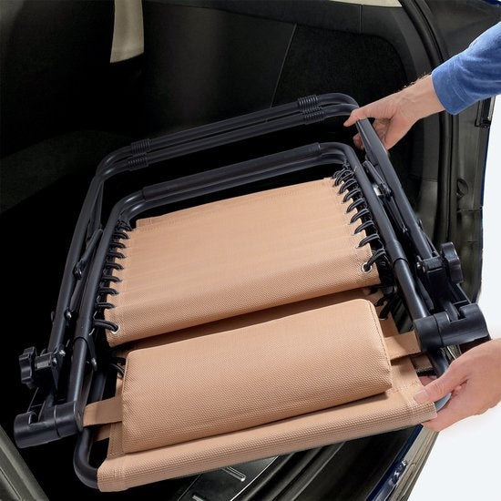 LifeGoods Opvouwbare Tuinstoelen - 2 Stuks - 30°-90° Verstelbaar - Metaal - Beige