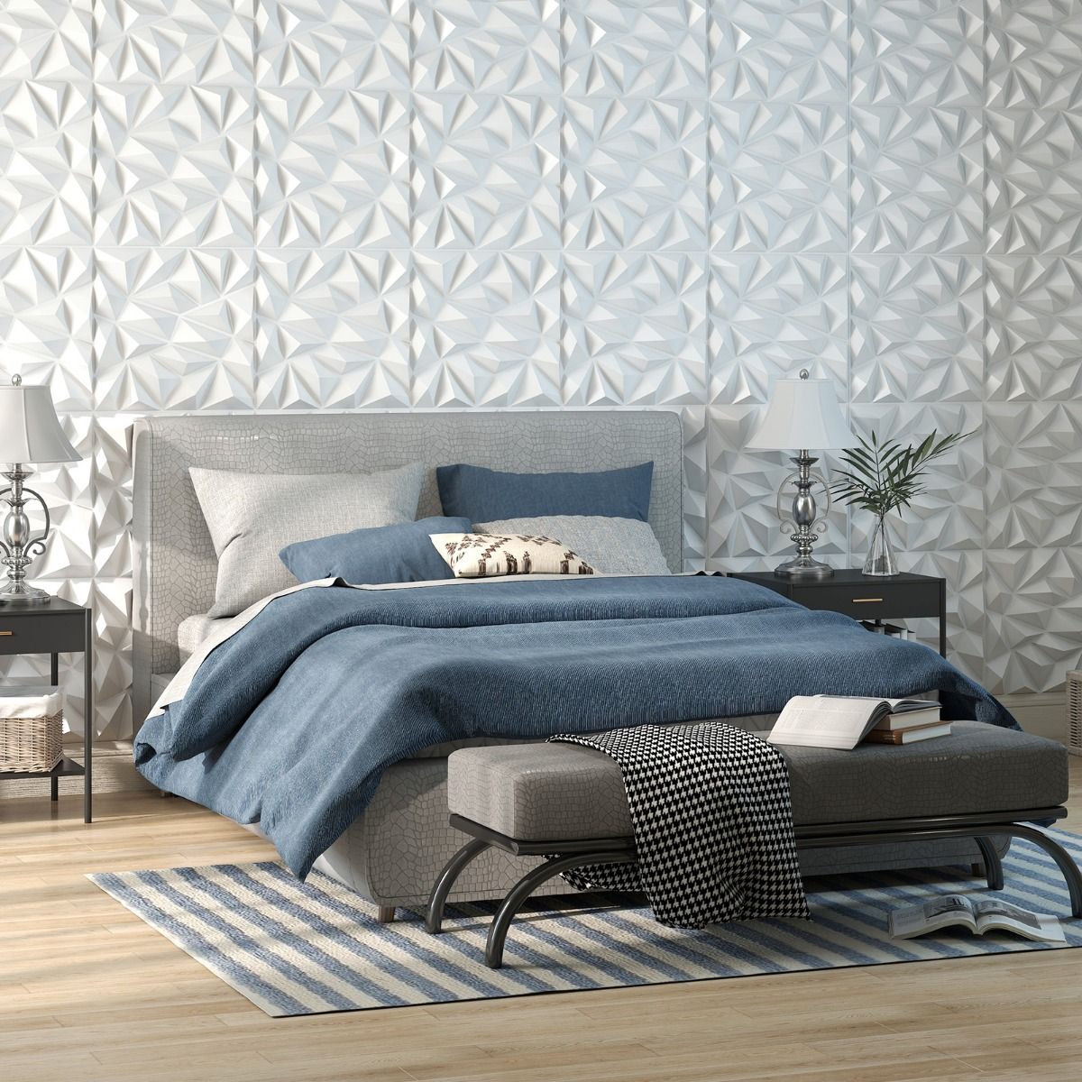 Coast 3D Wandpanelen - diamantpatroon - zelfklevend - wit 50 x 50 cm 40 stuks 10 m²