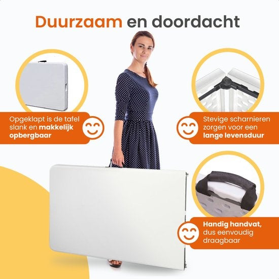 Goliving Klaptafel – Inklapbaar & Weerbestendig – max. 110 kg – 180 x 70 x 74 cm – Wit