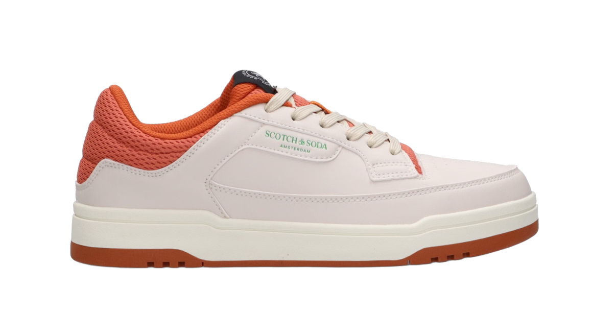 Scotch & Soda Herensneakers Crout – Sportief-Elegante Schoenen Van PU-Leer – Cream – Maat 44