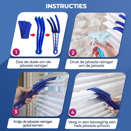 Jaloezie reiniger - Lamellen reiniger - Plumeau - Blauw - inclusief voegenreiniger