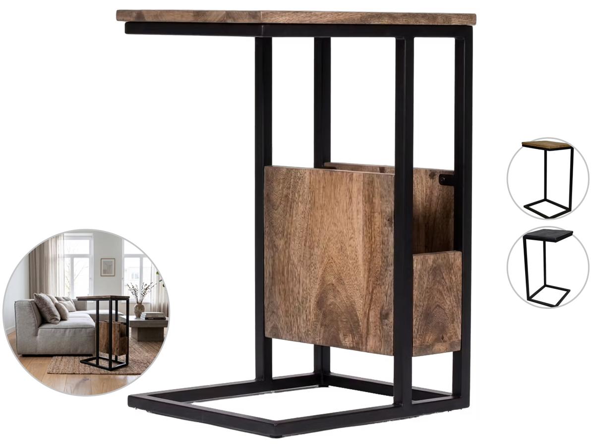 Beauval Bijzettafel met Tijdschriftenrek - Compact Design - 34 x 40 x 68 cm - Wit
