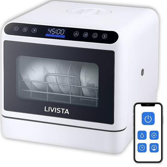 Livista Mini Vaatwasser - 4 Couverts - 46 x 41 x 46 cm - Digitaal Display
