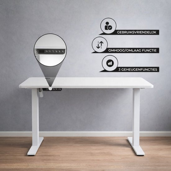Bayt Zit Sta Bureau - Elektrisch Bureau - In Hoogte Verstelbaar Bureau - 120 x 60 cm - Wit