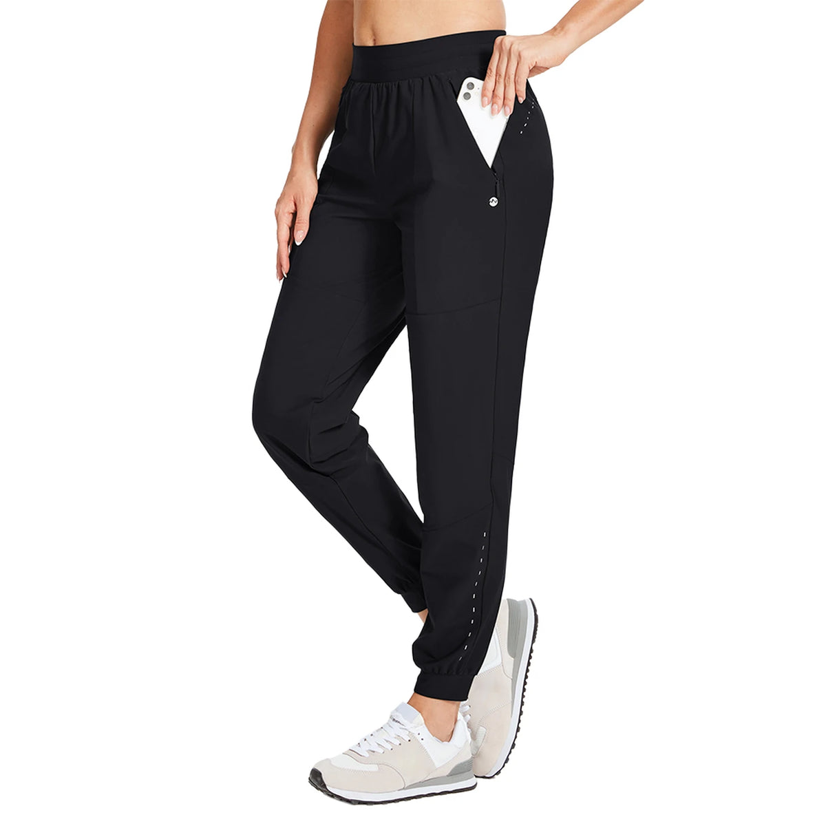 Willit Dames Joggingbroek - Lichtgewicht en Sneldrogend - Met Ritszakken - M - Zwart