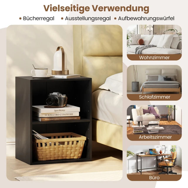 Coast Boekenkast met 2 Open Vakken – Verstelbare Plank – 42 x 29,5 x 53,5 cm – Zwart