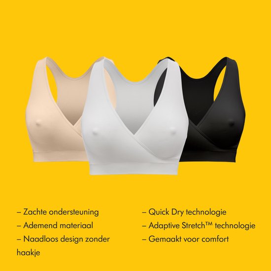Medela Keep Cool Sleep bh - Naadloze slaapbh - Zwangerschapsbh - Voedingsbh met 2 ademende zones - Soft Touchmateriaal - Wit - Maat L