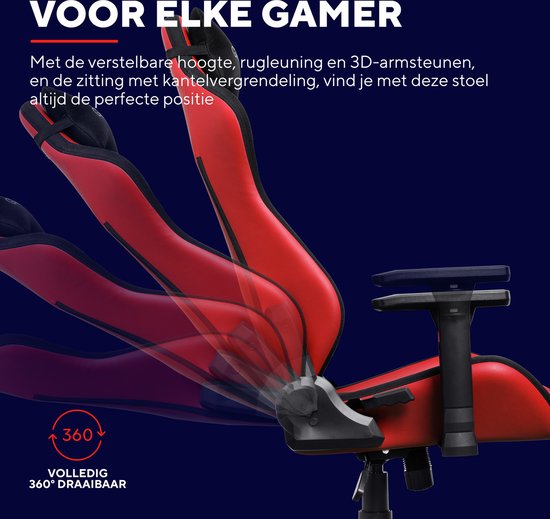 Trust GXT 714R Ruya - Ergonomische Gamestoel - 3D-armleuningen - Ademende Stof en PU-leer - Tot 150 kg - Rood