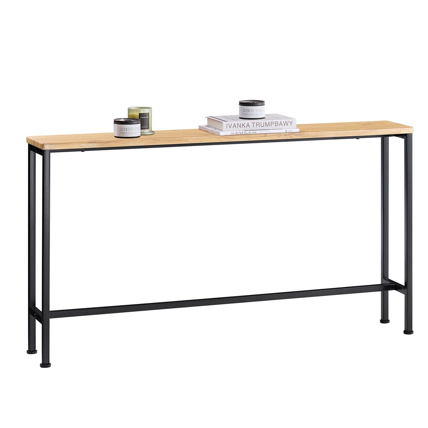 SoBuy FSB19-E Consoletafel / Bijzettafel / Haltafel – 120 x 20 x 65 cm, MDF hout met grijs metalen frame en poten