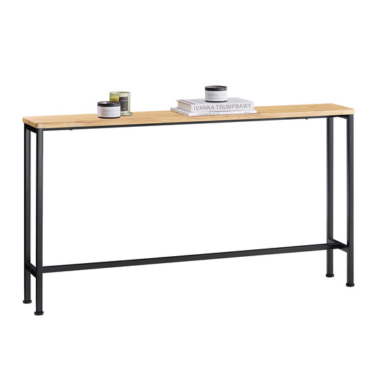 SoBuy FSB19-E Consoletafel / Bijzettafel / Haltafel – 120 x 20 x 65 cm, MDF hout met grijs metalen frame en poten