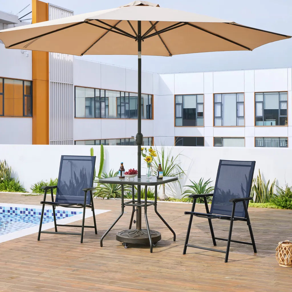 Yaheetech Tuinstoelen Set van 2 Opvouwbaar 54 x 57 x 93,5 cm - Blauw - Klapstoelen met Armleuningen en Hoge Rugleuning