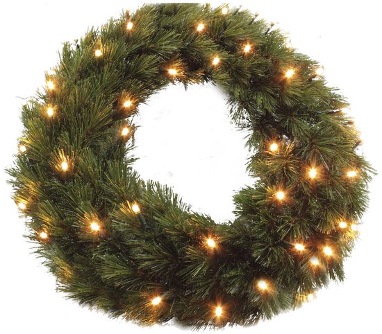 Triumph Tree Forest Frosted Kerstkrans met LED Verlichting - Kerst Krans Ø60 cm - Groen