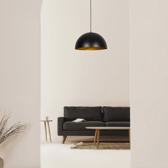 Moderne hanglamp zwart goud 50 cm | Kante
