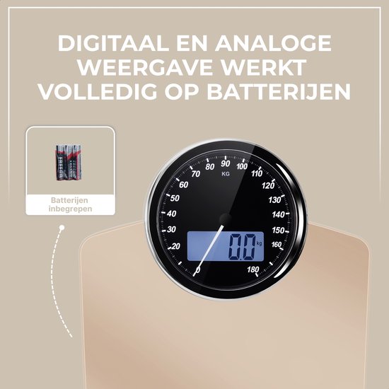 LUCAVITA® Personenweegschaal Dual Display Retro met Meetlint Lichaam - Digitaal - Analoog - Analoge - Beste Koop - Vintage