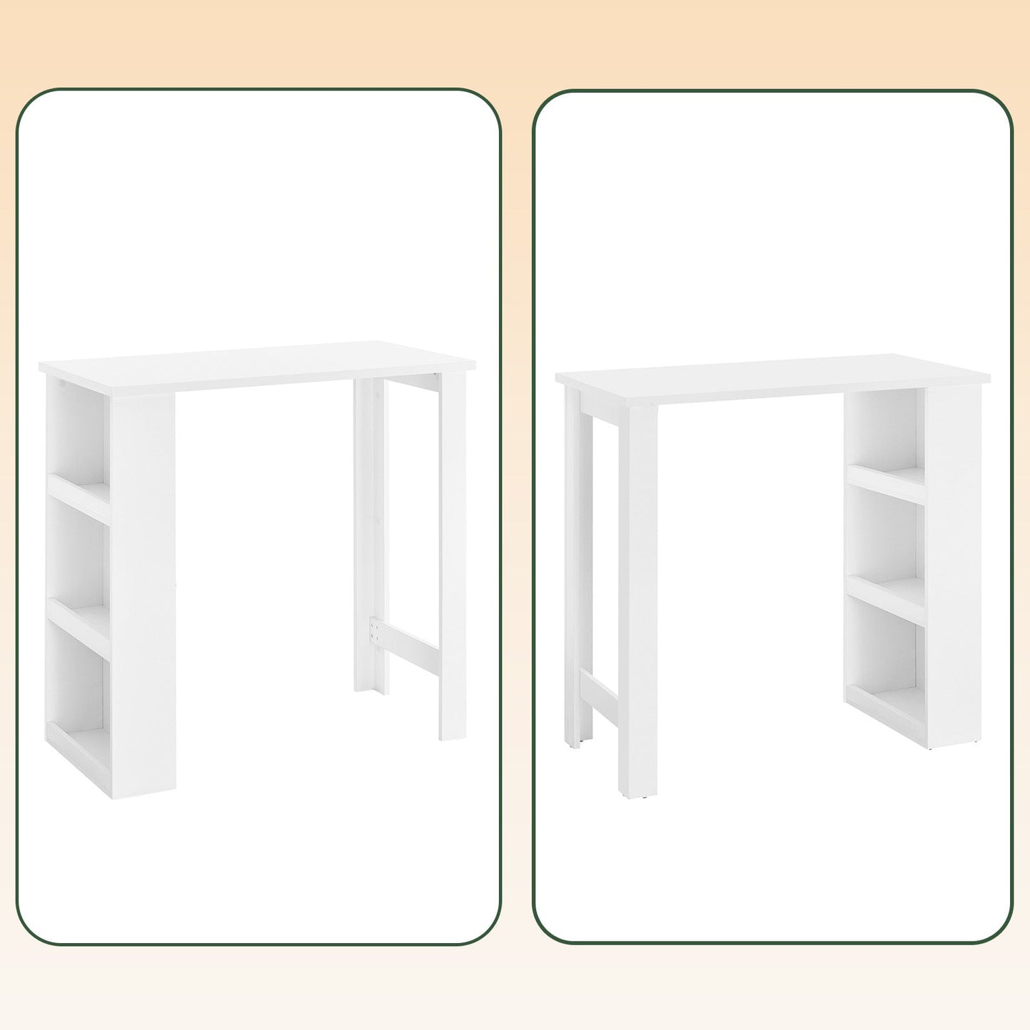 SoBuy FWT17-II-W Bartafel – Hoge Keukentafel met Opbergruimte – Compacte Staantafel voor Keuken, Woonkamer of Koffiebar – Wit – 112 x 57 x 106 cm