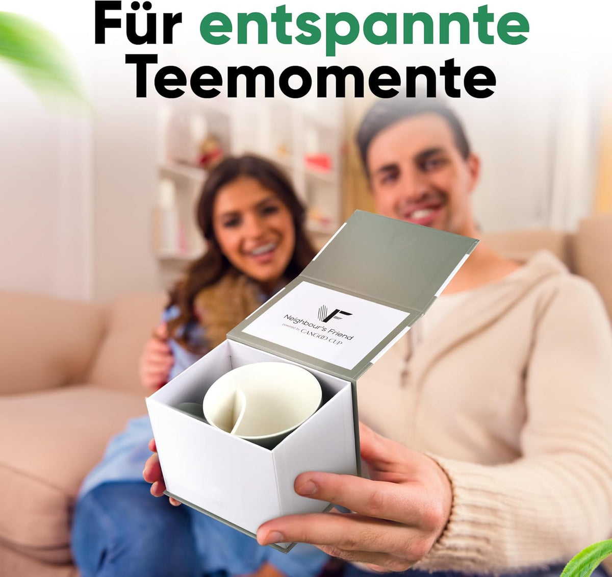 Neighbour's Friend Gepatenteerde theemok grijs geschenkverpakking I Keramische mok groot 325ml I Theemok steengoed I Keramische mok voor thee I Vaatwasmachinebestendige theemokken I Modern design voor theedrinkers