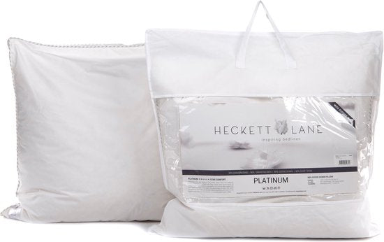 Heckett Lane – Platinum Boxkussen Ganzendons – 60 x 70 cm – Voorzien Van 90% Ganzendons En Downpass Certificaat – Voor Nekondersteuning – Wit Katoen-Perkal